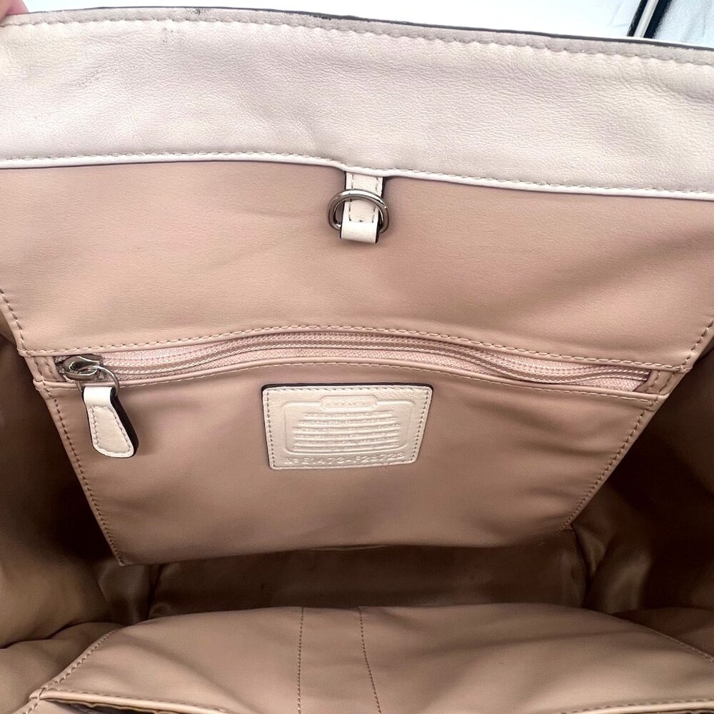 Coach Charlie Embossed Python Leather Tote Shoulder Bag Purse Beige White F28723 - Picture 12 of 16